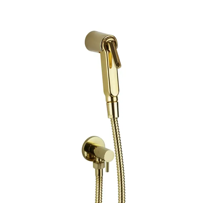 Kit de ducha higiénica en color dorado con llave de paso Damast 18127 Offerta Lampo