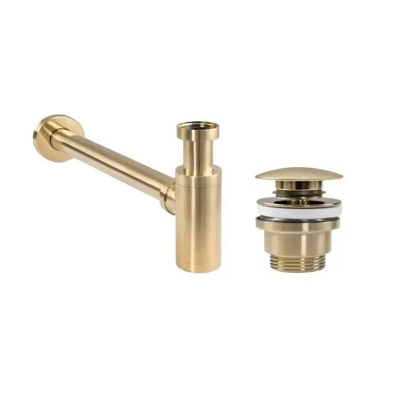 Sconto Conjunto sifón y desagüe en color oro cepillado Pollini KITSCA1ORS