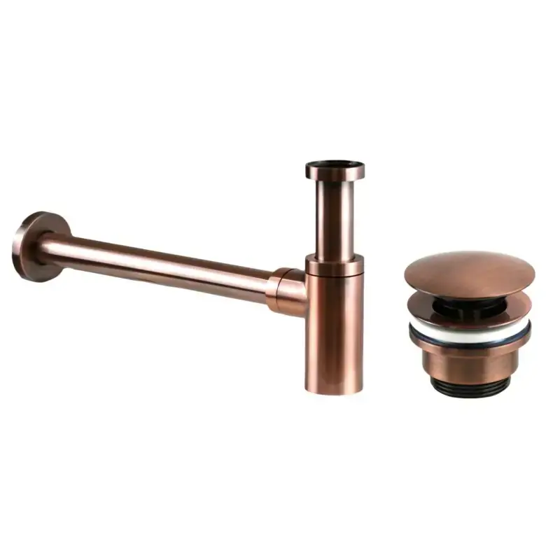 Nuovo Arrivo Conjunto sifón y desagüe en color cobre cepillado Pollini KITSCA1RA