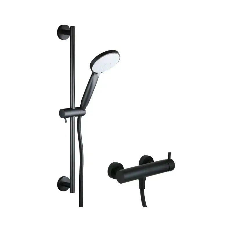 Mezclador de ducha externo completo con barra deslizante negra mate Pollini S8SG6703WNO Offerta Speciale