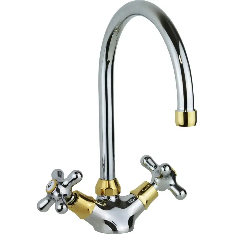 Grifo monomando para fregadero de cocina en color cromo-oro Paffoni Iris IRV180CO Acquista Ora