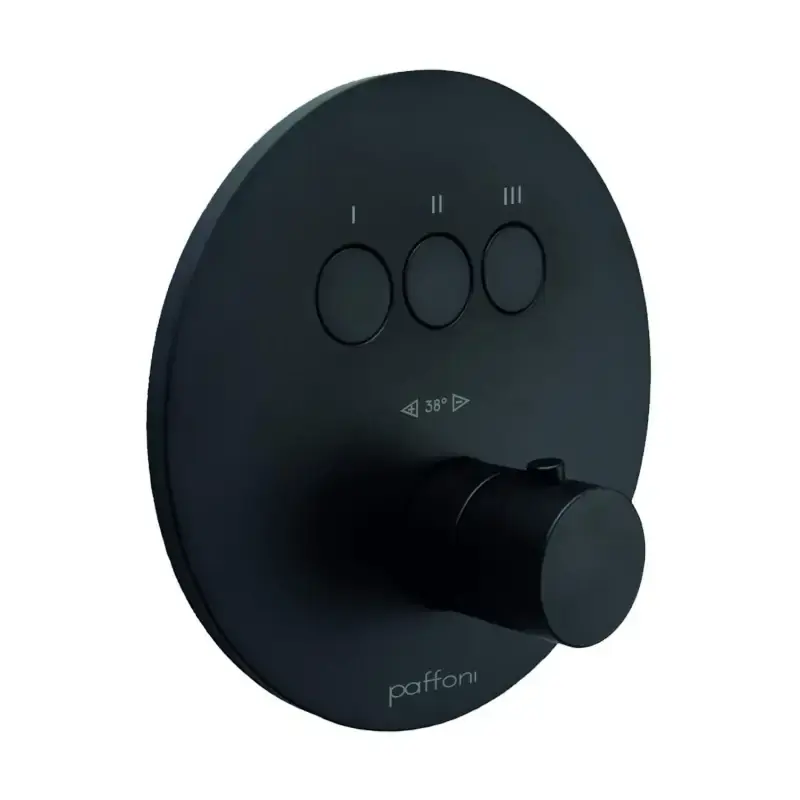 Conjunto de ducha exterior termostático de empotrar con 3 funciones y pomo negro mate Paffoni Compact Box CPT019NO Esclusivo