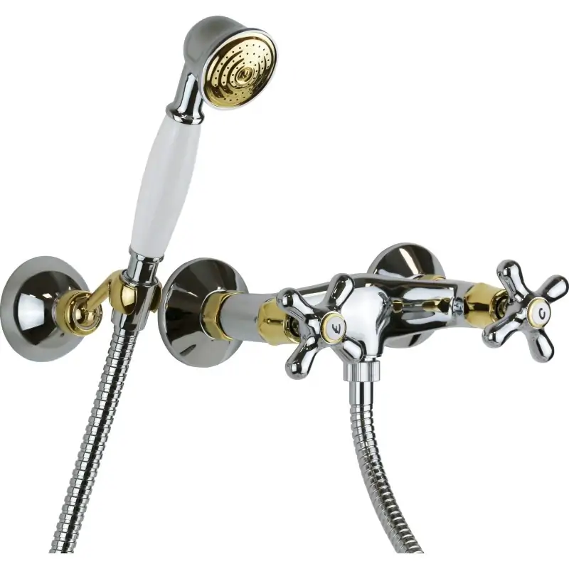 Occasione Imperdibile Grifo de pared cromado-dorado con juego de ducha Paffoni IRIS IRV168DCO