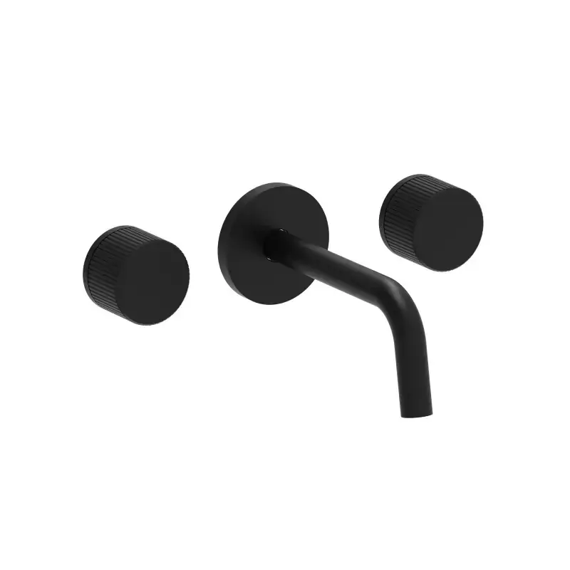 Mezclador de lavabo de pared con 3 orificios negro mate con placas redondas Paffoni Jo JO003NO Nuovo Arrivo