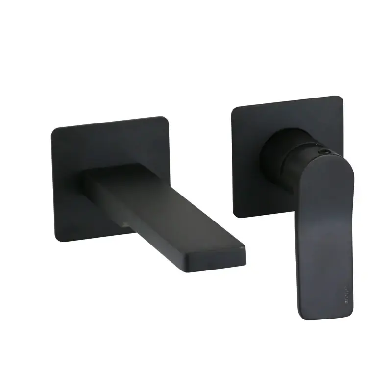 Mezclador de lavabo de pared con 2 placas negro mate, caño de 150 mm Paffoni TILT TI104NO70 Consegna Rapida