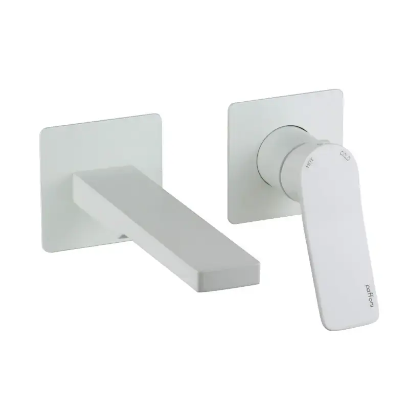 Prezzo Di Fabbrica Monomando de pared para lavabo, modelo cuadrado, caño de 20 cm, color blanco mate Paffoni TILT TI105BO70