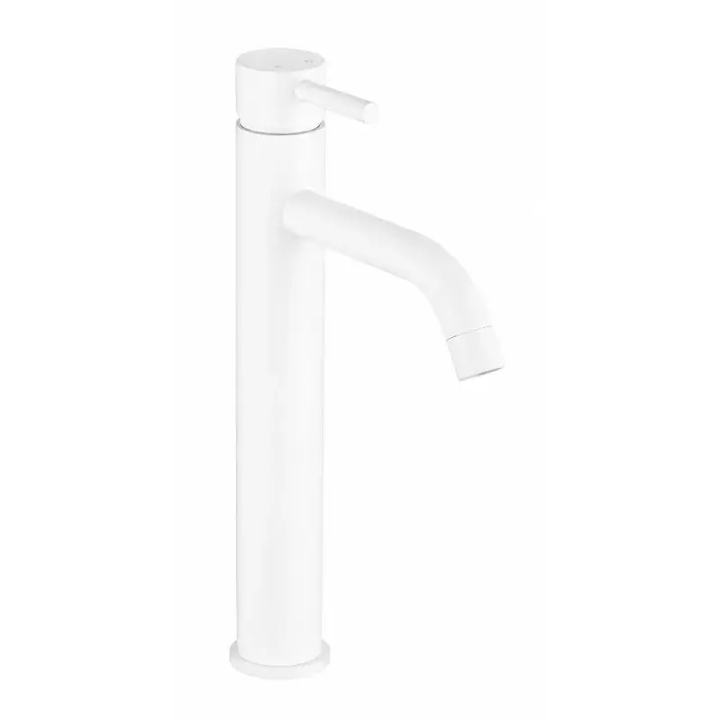 Mezclador de lavabo de caño alto en color blanco mate Pollini Jessy MXLHMCMMCBO Professionale