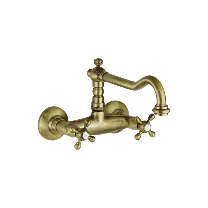 Grifo de fregadero de cocina de pared con caño giratorio de bronce Porta & Bini Old Fashion 62551BR Non Perdere