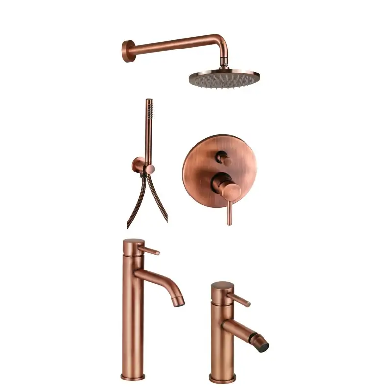 Conjunto de baño completo con mezclador de bidé alto y conjunto de ducha de cobre Pollini Jessy KITJES4RA Offerta Speciale