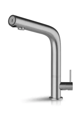 Mezclador electrónico de fregadero de cocina con tecnología de doble sensor en color acero cepillado DMP Hello 200 86808 Esclusivo