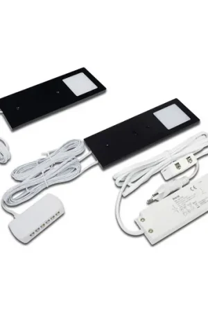 Lampada LED mobili Eco-Pad F set 2x 4.000K nero Occasione Imperdibile