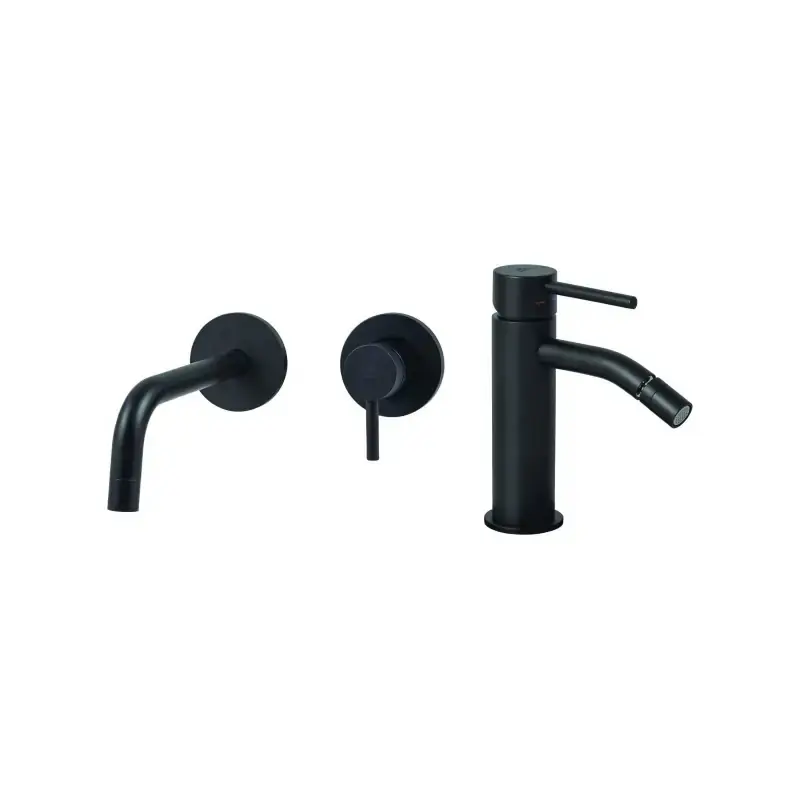 Conjunto mezclador mural para lavabo y bidé sin desagüe, color negro mate Paffoni Light KITLIG5NO Prezzo Di Fabbrica