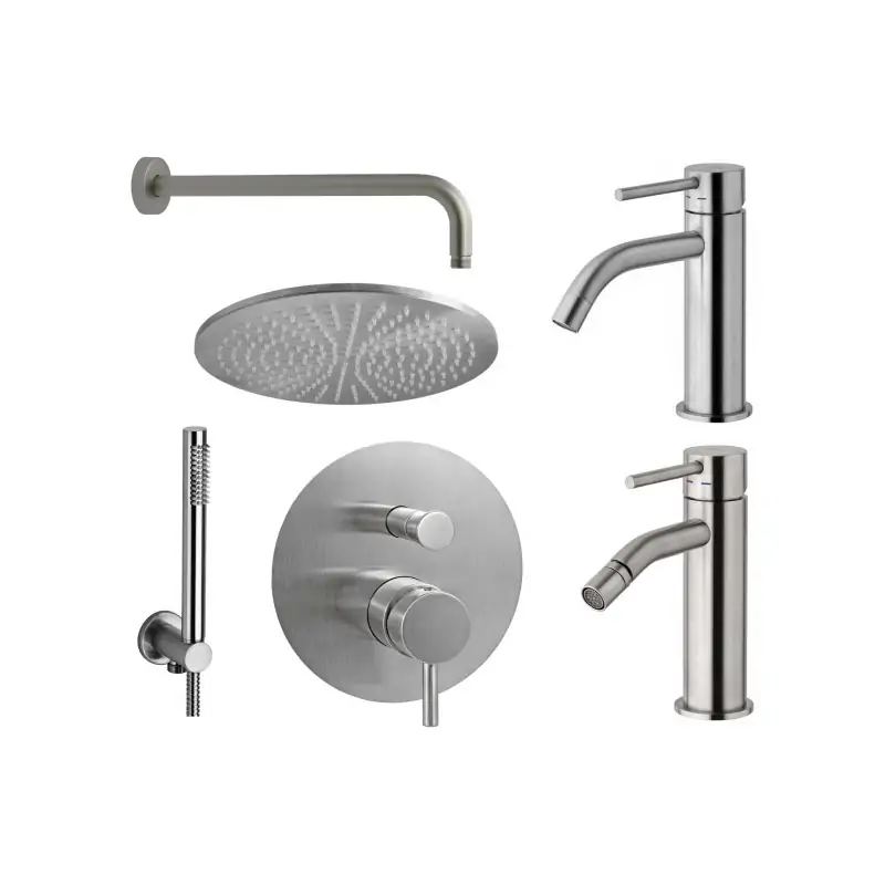 Prezzo Ridotto Conjunto mezclador de lavabo, bidé y kit de ducha aspecto acero Paffoni Light KITLIG6ST