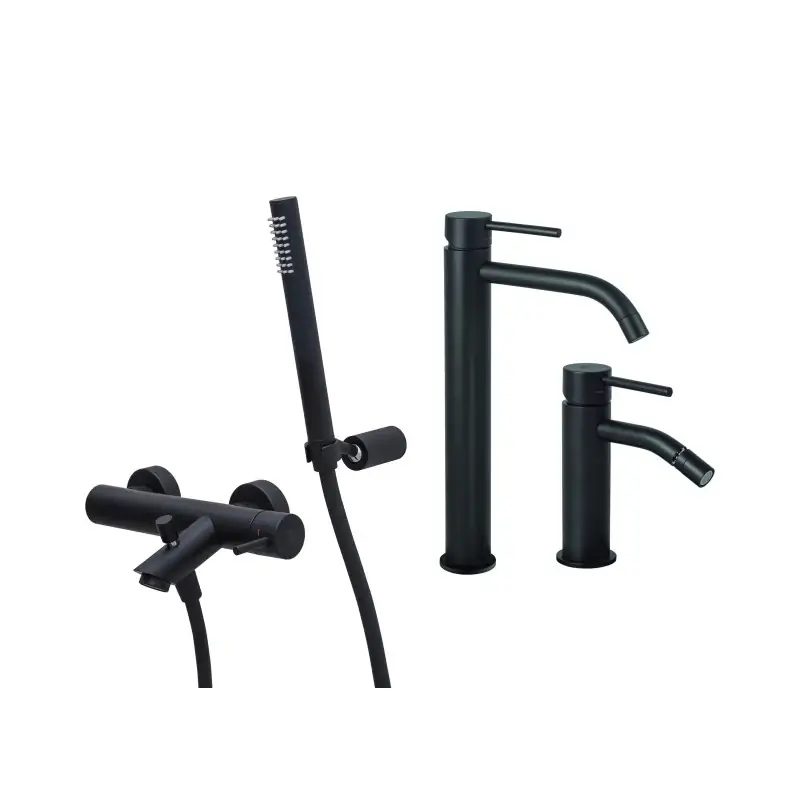 Conjunto mezclador alto lavabo, bidé y bañera en negro mate Paffoni Light KITLIG10NO Saldi