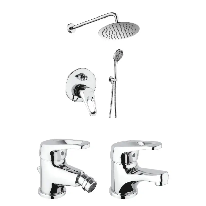 Kit completo de grifería de baño en color cromo Piralla Naomi KITNAOMI6CR Quantità Limitata