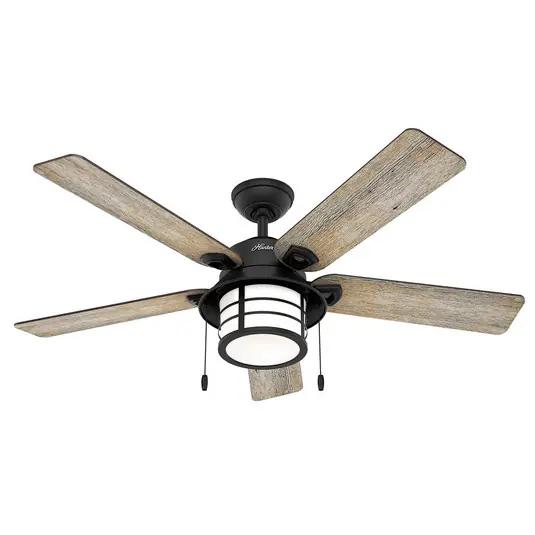 Hunter Santorini -ventilatore con luce, legno/nero Prezzo Basso