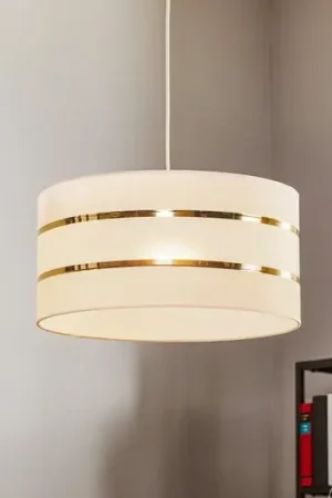 Occasione Imperdibile Lampada a sospensione Helen paralume in tessuto bianco-oro Ø 40 cm