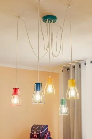 Lampada a sospensione Tube, 5 luci, variopinto Economico