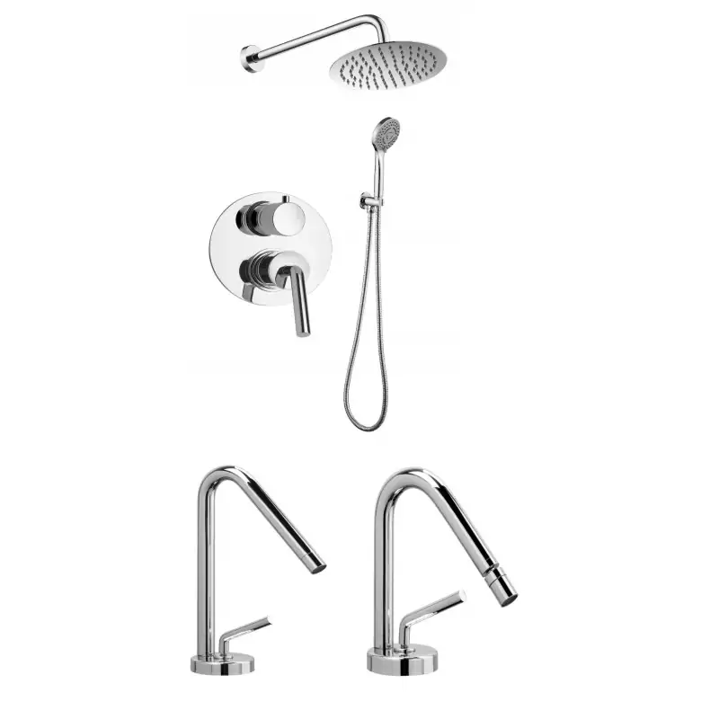 Kit completo de mueble de baño con grifería en color cromo Piralla Garda KITGARDA8CR Nuova Collezione
