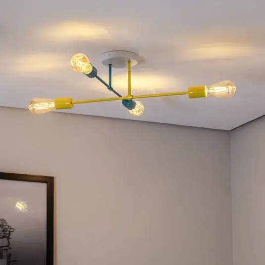 Plafoniera Cambridge, 4 luci, giallo-turchese Promozione