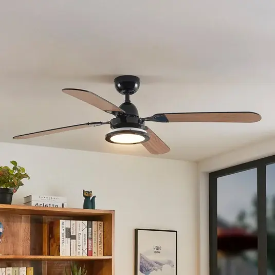 Lucande Ventilatore da soffitto Tedric, nero, silenzioso, 133 cm Subito Disponibile