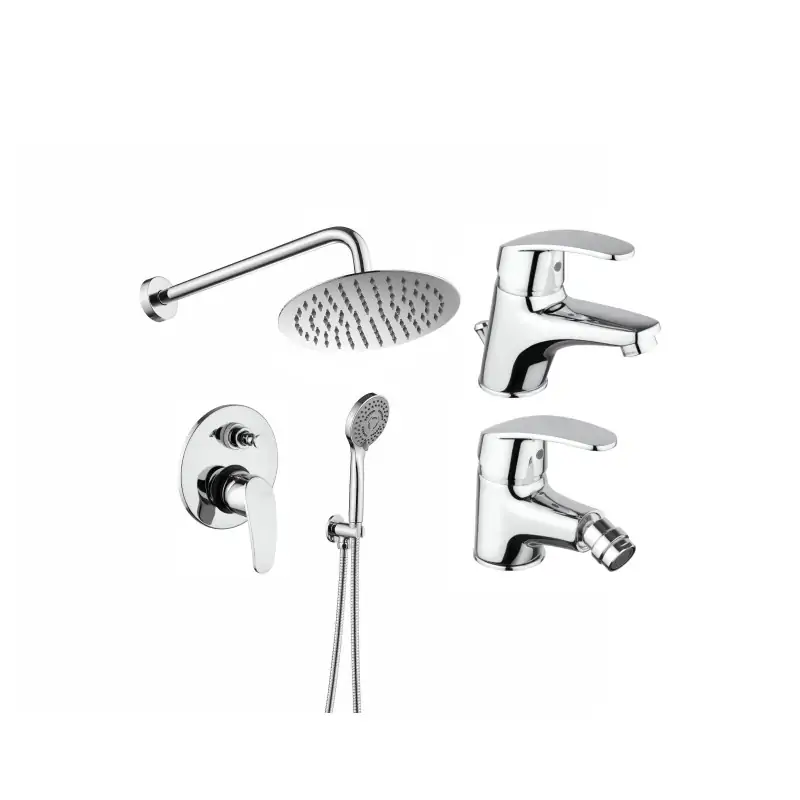 Solo Oggi Conjunto de grifería con mezclador de lavabo, bidé y kit de ducha en color cromo Piralla Ofelia KITOFELIA6CR