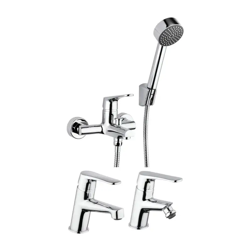 Juego completo de grifería para baño en color cromo Piralla Attila KITATTILA4CR Saldi