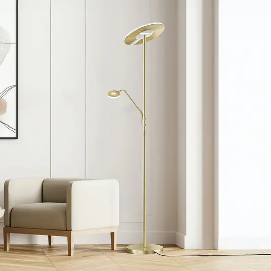 Soddisfatti O Rimborsati Piantana LED Dent, color ottone, 180 cm, CCT, a 2 luci