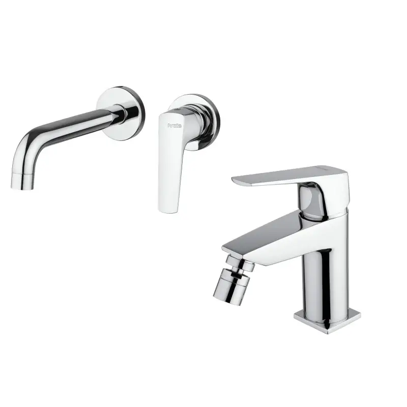 Soddisfatti O Rimborsati Kit mezclador de lavabo de pared sin placa y bidé en color cromo Piralla Iceberg KITICE4CR