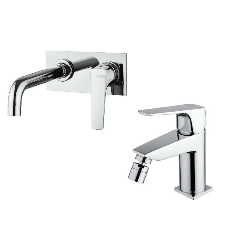 Kit mezclador de lavabo de pared con placa y bidé en color cromo Piralla Iceberg KITICE5CR Ordina Subito
