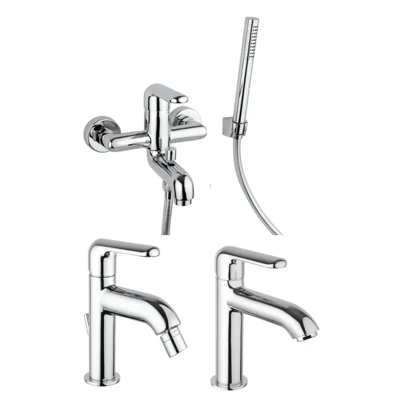 Juego completo de grifería para baño en color cromo Piralla Last KITLAST6CR Offerta Del Giorno