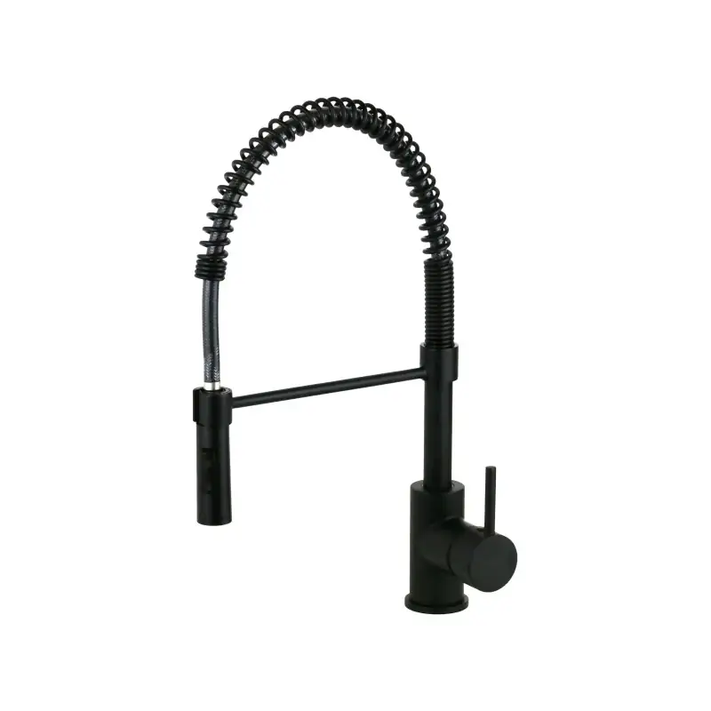 Reso Gratuito Mezclador de fregadero de cocina en color negro mate con muelle Pollini FEEL 1594TB