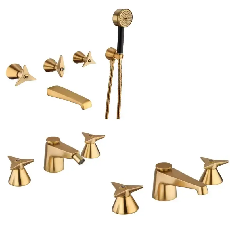Ultime Pezzi Conjunto mezcladores de lavabo, bidé y bañera con 3 orificios, color latón cepillado Mamoli Gio Ponti KITGIOG9