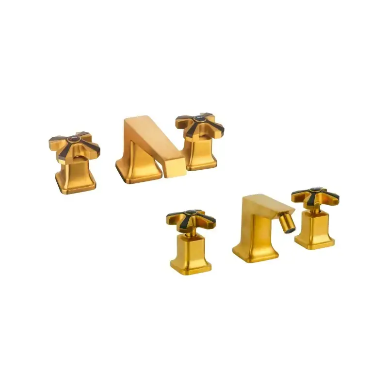 Conjunto lavabo y bidé 3 orificios color latón cepillado Mamoli 1938 KIT1938G4 Offerta Lampo
