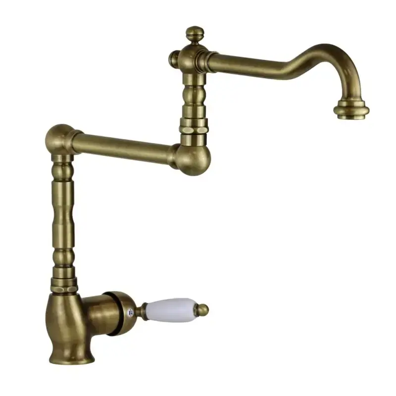 Mezclador de fregadero de sobremesa para cocina con caño articulado en color bronce Porta & Bini 50463BR Popolare