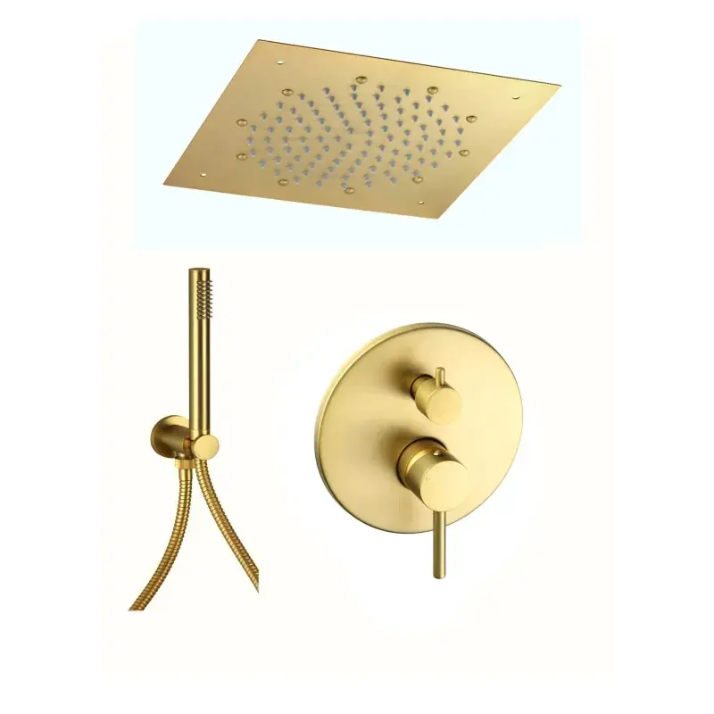 Sconto Kit de ducha en color oro cepillado con rociador de techo Pollini Jessy C420145255OS