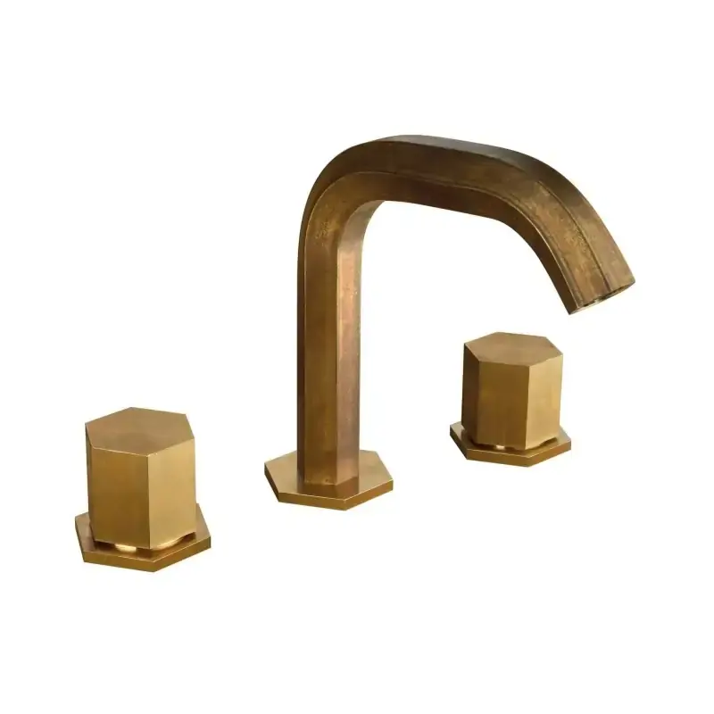 Consegna Rapida Mezclador de lavabo de 3 orificios en latón natural hexagonal modelo Mamoli Hexagonal 456500000057