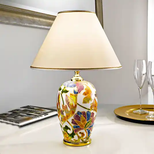 Consegna Rapida Lampada da tavolo Damasco oro 24 carati, Ø 40 cm