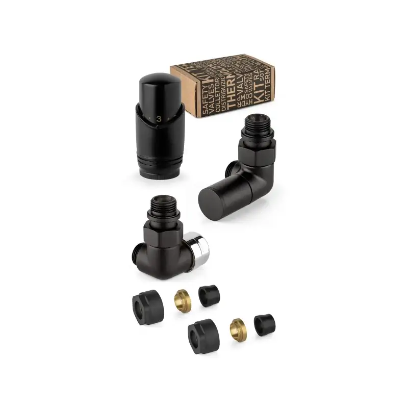 Nuova Collezione Kit válvula de mobiliario negro y cromado con válvula termostática a la izquierda APM 130KNN 015 R 12