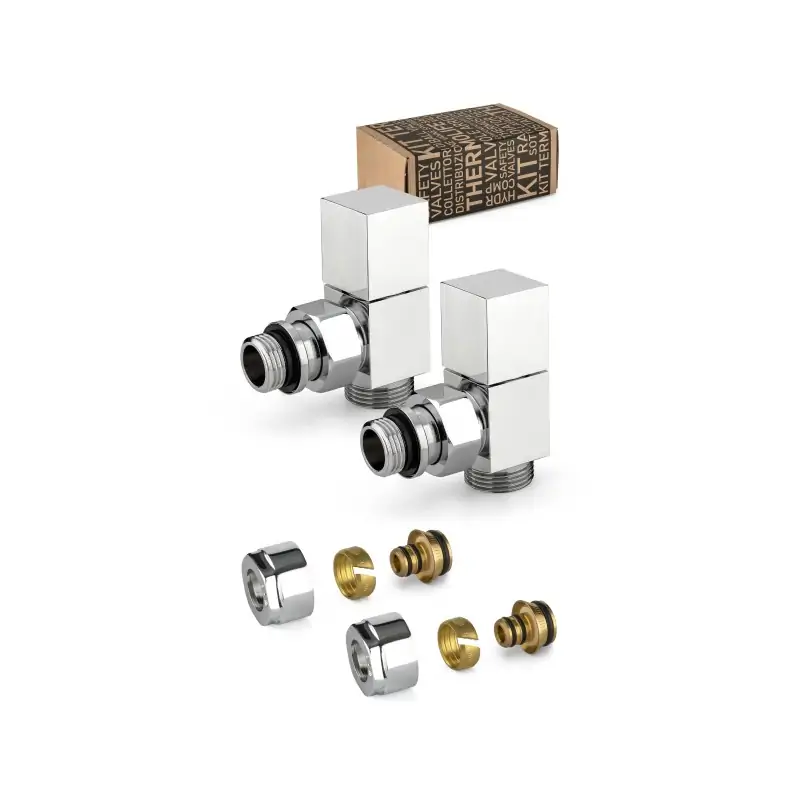 Kit válvula de mobiliario cuadrada cromada con conexión de compresión y adaptador para tubo multicapa APM 207KC 015 M 16 12 Spedizione Espresso