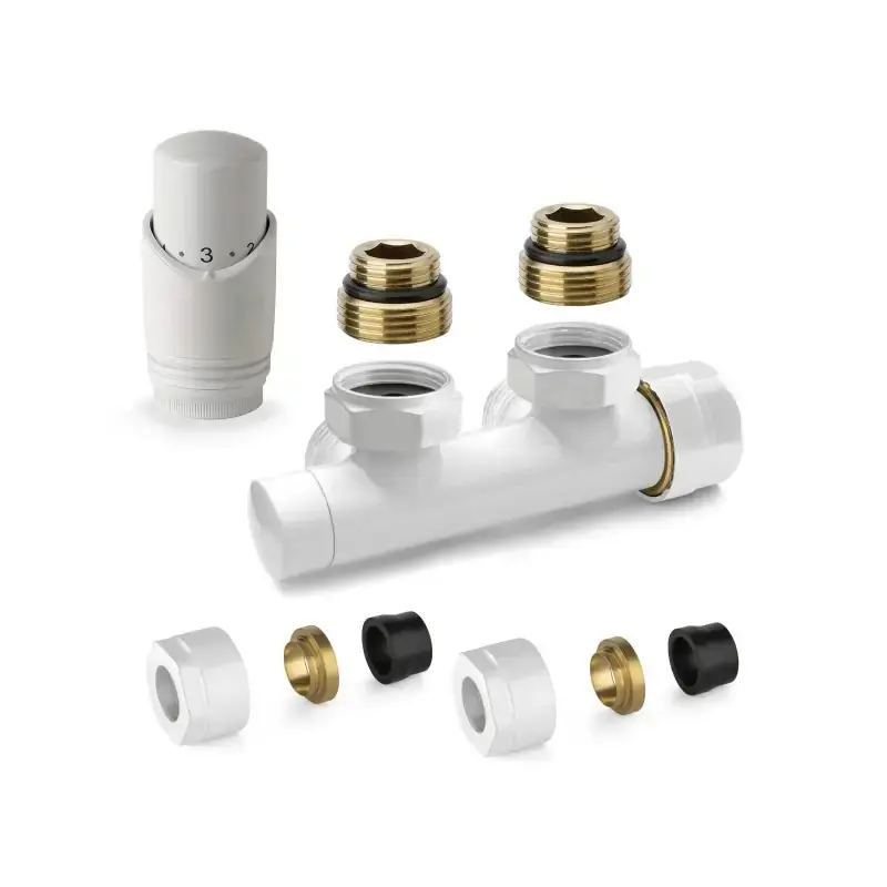 Kit válvula H termostática cuadrada blanca con adaptador para tubos de cobre APM 343KB 015 R 12 Reso Gratuito