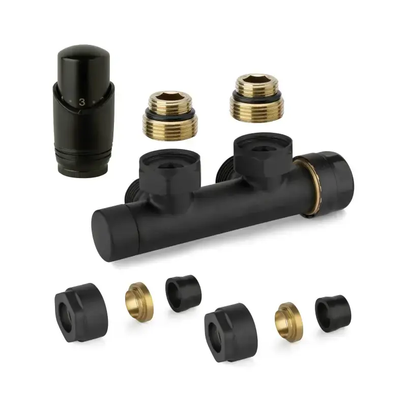 Kit válvula H termostática cuadrada negra con adaptador para tubos de cobre APM 343KNN 015 R 12 Reso Gratuito