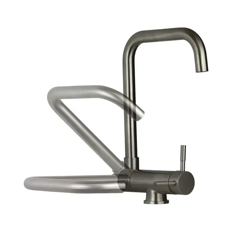 Mezclador de fregadero de cocina, modelo bajo ventana en color acero cepillado Pollini LOW MXKWAV003NS Super Prezzo