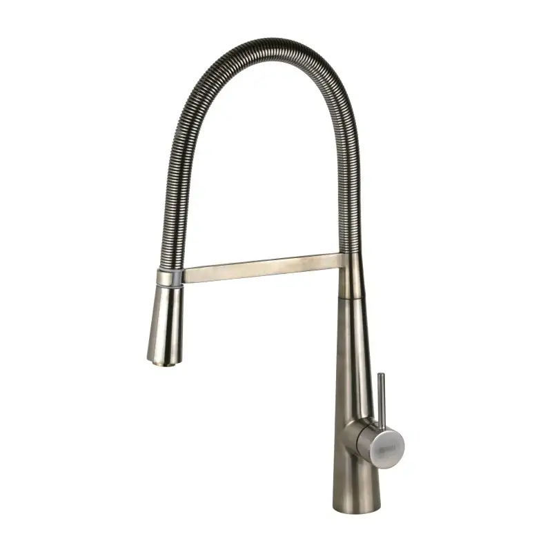 Nuovo Arrivo Mezclador de fregadero de cocina con caño de resorte ajustable en color acero cepillado Mamoli Pico 7240M000000F