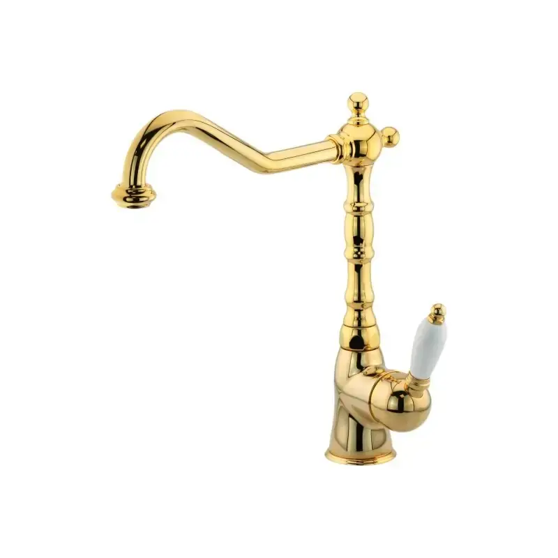 Mezclador de fregadero de cocina de estilo retro con caño giratorio dorado Gattoni Orta RE135D0 Offerta Del Giorno