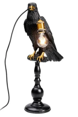 Kare Animal Sitting Crow lampada da tavolo in nero Ultime Pezzi