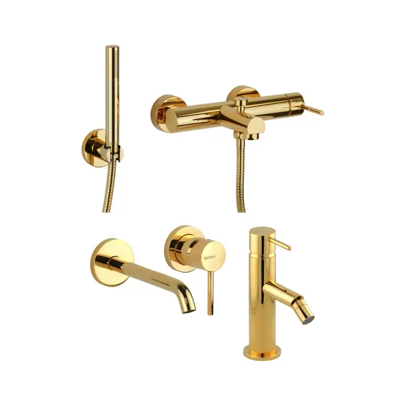 Prezzo Conveniente Conjunto mezclador de lavabo, mezclador de bidé y kit de bañera de pared color oro Gattoni Easy KITEASYDO9
