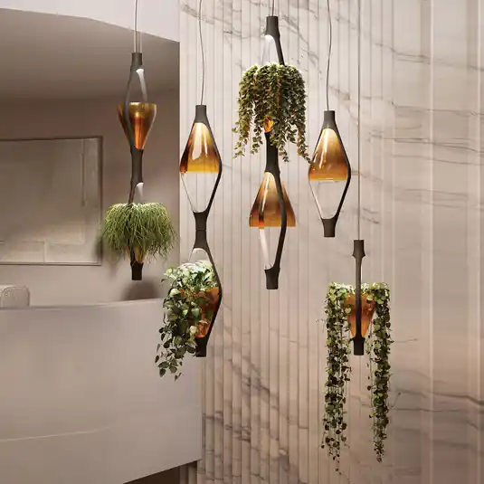 Affare kdln Lampada LED a sospensione Viceversa, vetro ambra, a 1 luce