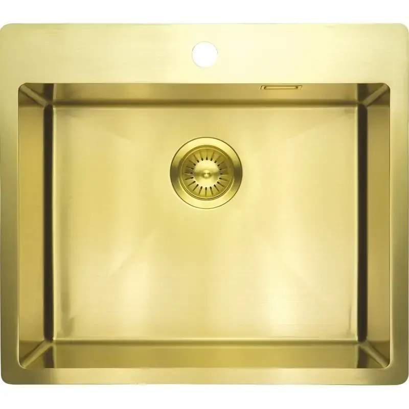 Non Perdere Fregadero de cocina de acero inoxidable 550 x 505 en color oro cepillado Deante OLFATO ZPO_R10B