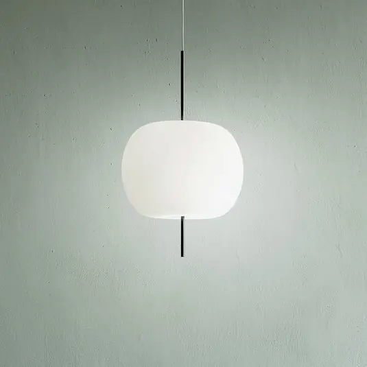 kdln Lampada a sospensione Kushi, nero/bianco, Ø 16 cm, vetro Prezzo Di Fabbrica